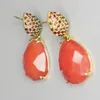 KQDANCE Water Drop Orange Colored Jade Natural stones Dangle Earrings with Zircon 925 silver Needle Jewelry Trend wholesale 240220