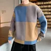 Männer Pullover Gestrickte Für Männer Grün Plaid Mann Kleidung Crewneck Runde Kragen Pullover Über Fit Stricken Verkauf Produkte 2024 spaß S