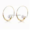 Hoop Huggie New Fashion Pearl Colorf Crystal Big Boucles d'oreilles pour femmes Gold Metal Copper Grand Cercle Round Bijoux en gros Dro DRO DHKT3