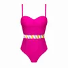 Kvinnors badkläder 2024 Underwire One Piece Baddräkt och kjol Kvinnor Push Up Bodysuit Monokini High Leg Swim Suit Bathing Beachwearh24221