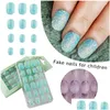 Kunstnagels 24 stks / set Gel Kids Fake Fl Er Druk op nageltips Vinger Decor Draagbaar Meisjesgeschenken Drop Delivery Gezondheid Schoonheid Art Salon Otdw2