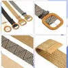 Belts Woven Elastic Stretch Waist Belt Women Skinny Dress Wooden Buckle Mens Leather Clothes Men