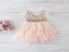 Retail Feather Sequins Tiered Girls Dress Fluffy Tulle Party Kids Princess Dresses for Girls Baby Clothes 210Y E138469614661