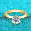 Кольца Smyoue 18k золота, покрытая 1 -е кольцо, кольцо Moissanite For Women Sparking Classic Swedding Band 925 Серебряные ювелирные украшения 3 цвета 3 цвета