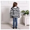 Kurtki 2024 Girl Winter Jacket / Faux Furtats Black and White Stripe