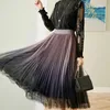 Skirts White Gauze Gradient Female In The Spring Of 2024 Skirt Tall Waist Long Pleated