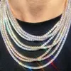 Collier de chanteur de Rap Hip Hop pour hommes et femmes, 1 rangée de strass, chaîne de Tennis sur glace, collier en cristal brillant pour femmes et hommes