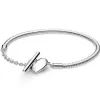 Bangles Authentic 925 Sterling Silver Moments Heart Closure Snake Chain Bracelet Bangle Fit Women Bead Charm Diy Fashion Jewelry