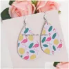 Baumeln Kronleuchter Design Flamingo Blätter Leopard Gedruckt Leder Ohrring Für Frauen Mädchen Boho Oval Waterdrop Ohr Kreative Dhgarden Dhqr4