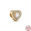 Sier Sparkling Rose Gold Snowflake Circular Heart-Shaped Charm Bead Fit Original Halsband Armband Diy Jewelry