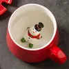 Tasses cadeau de noël tasse d'eau en céramique père noël bonhomme de neige rouge tasse de fête avec couverture cuillère arbre wapiti tasses à café