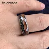 Bands Men's 8mm Koa Wood Black Meteorite Big Arrow volfram Carbide Wedding Band Rings Dome Polished Comfort Fit