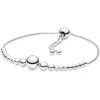 Armbanden original 925 Sterling Silver String of Bead Heart Star Clasp Glid Justera armband för populär Bangle Bead Charm DIY -smycken