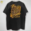 Męskie koszulki Pocket Saint Michael T-shirt Mężczyźni Kobieta Ogółe streetwearne 1 1 Uszkodzony styl Graffiti Umyj czarne sztalce J240221