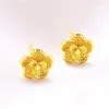 Brincos clássicos 24k banhados a ouro flor orelha studs mulheres meninas personalidade dourada brinco decorar joias finas e delicadas