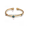 Charme Pulseiras Charme Pulseiras Gota Óleo Mal Turco Olho Bangle Pulseira Ouro Sier Cor Bangles Presentes Para Mulheres Homens Moda Jóias Dh2L8