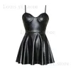 Robes décontractées de base Femmes Lingerie Érotique Sexy Livré Noir À Lacets En Cuir Bondage Dos Nu Teddy Sexy Lady Body Latex Sous-Vêtements Lenceria T240221