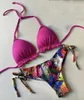 Kvinnors badkläder brasilianska delade kvinnor tryckt bikini mönster sexig design bikini badkläder push up badkläder högkvalitativ överraskning gåva badkläder J240221