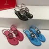 Crystal Flowers Embellished Buckle Flat Slides Slippers Mules Fashion Sandals Open Toes Luxury Designer For Women Holiday Flats and Leisure Sandal