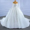 Luxuriöses, glänzendes Hochzeitskleid 2024, schulterfrei, lange Ärmel, Ebmroidery, Perlen, Pailletten, Schnürung, geschwollene Brautkleider, nach Maß, Vestido De Novia