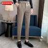 Pantaloni Primavera/Estate Pantaloni da abito slim fit alla moda stile coreano sottile per affari Pantaloni da abito versatili per pantaloni casual a 9 punti da uomo