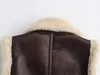 Miscele da donna ampia versione casual Clip per cavallo con gilet in finta lana Cintura attaccata Giacca a vento invernale Cappotto lungo con risvolto ampio Giacca a doppia faccia in pelle