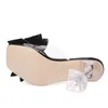 Liyke chinelos transparentes para mulheres moda prata cristal bowknot salto alto feminino mules slides sandálias de verão sapatos 240219