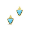 Metiseko Boucles d'oreilles à tige en argent sterling 925 avec turquoise synthétique - Triangle ovale - Style rétro français - Boucles d'oreilles pendantes pour femme - Boucles d'oreilles de fête