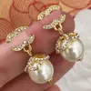 Superieure Ster Diamanten Oorbellen Designer Studs Parel Eardrop Merk Letter Oorbel Vrouwen Liefdescadeaus Paar 925 Zilver Koper Stud Mode accessoire Sieraden