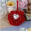 Decorative Flowers Wreaths Wedding Favors Ring Pillow With Transprent Box Heart Design Rhinestone Decor Cushion Decoration Proposa Dhcfv