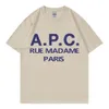 メンズTシャツ2023サマーファッションメン/女性Tシャツ特大のAPCプリントヒップホップ半袖シャツ服韓国スタイルストリートウェアトップティーエメダン888