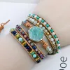 Bracelets femmes pierres naturelles Amazonite perles envelopper Bracelets en cuir Boho corde brin bracelet bohême bijoux en gros livraison directe