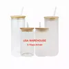 US VOORRAAD 16oz sublimatie mokken helder transparant glas kan vormige tumbler drinkwater fles met stro ss1119