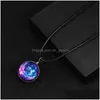 Pendant Necklaces Fashion Neba Star Galaxy Pendant Necklaces Universe Planet Jewelry Double Sided Glass Art Picture Handmade Statement Dhjve