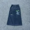 Женские джинсы JNCO Baggy Gothic Vintage с вышивкой и графикой Y2K Уличная одежда Мужчины Женщины Повседневная мода в стиле панк в стиле хип-хоп Черные широкие брюки