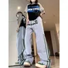 Pantaloni da donna Deeptown Vintage Pantaloni sportivi oversize casual Donna Coreano Streetwear Gamba larga Y2k Hippie Harajuku Gyaru Pantaloni larghi