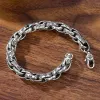 Bangles New Product Factory Price S925 Silver SixCharacter Mantra Bracelet 18/20/22CM Retro Spiral Chain Trend Men's Jewelry Gift