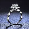 Ringe Luxus 18K Weißgold Ringe Brillant VVS 1 Karat Moissanit Diamant Ringe Braut Ehering für Frauen Versprechen Geschenk Schmuck