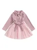 Flickklänningar Baby Floral Print Ruffle Sleeve Dress With Bow Belt - Perfekt för hösten och våren