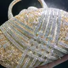 New Diamond Set Dinner Bag Banquet Handheld Bag Water Diamond Handheld Shoulder Bag Woven Clutch 240221