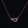 Fashionable horseshoe buckle necklace with full set zircon collarbone chain for women's versatile fashion jewelry