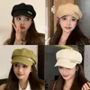 Basker mode vinter koreansk avslappnad brittisk baseball cap pläd ansikte små toppade kvinnor