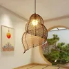 Pendant Lamps Handmade Bamboo Conch Chandelier Retro Chinese Restaurant Bar Lamp Creative Personality Cafe Teahouse Decorative Pendent Light