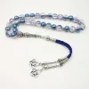 Bracelets éclate en cristal tasbih perles bleues avec du cuir pavan