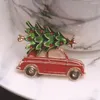 Brooches Creative Christmas Tree Car Shape Brooch Shining Rhinestones Inlaid Enamel Pin Vibrant Color Clothes Hat Shawl Badge Accessories