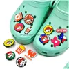 Shoe Parts Accessories Moq 100pcs Texas Style Clog Jibz Charms 2D en plastique souple mignon dessin animé accessoires de chaussures décorations sabots chaussures Dhvfb