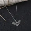 Pendant Necklaces Death Moth Necklace Vintage Sugar Skull Gothic Butterfly Rock Emo Goth Hiphop Women Men Jewelry Halloween Accessories