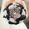 Kwiaty dekoracyjne 1PC/Lot Royal Wedding Bouquet trzymający się z kryształką na imprezę