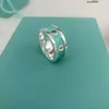 8czc Bandringe t Home S925 Sterling Silber Tiffanynet Emaille Herzförmiger Ring Damen Advanced Sense Lake Blue Liebespaar Paar Ring Persönlichkeitsring