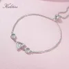 Armbanden kaletine groothandel 925 sterling zilveren armband geometrisch twee boze oogblauwe charme armbanden verstelbare kraal vrouwen kltb031